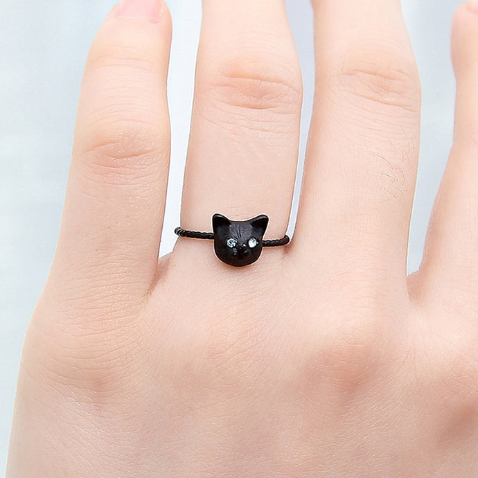 Cute Black Cat Finger Rings